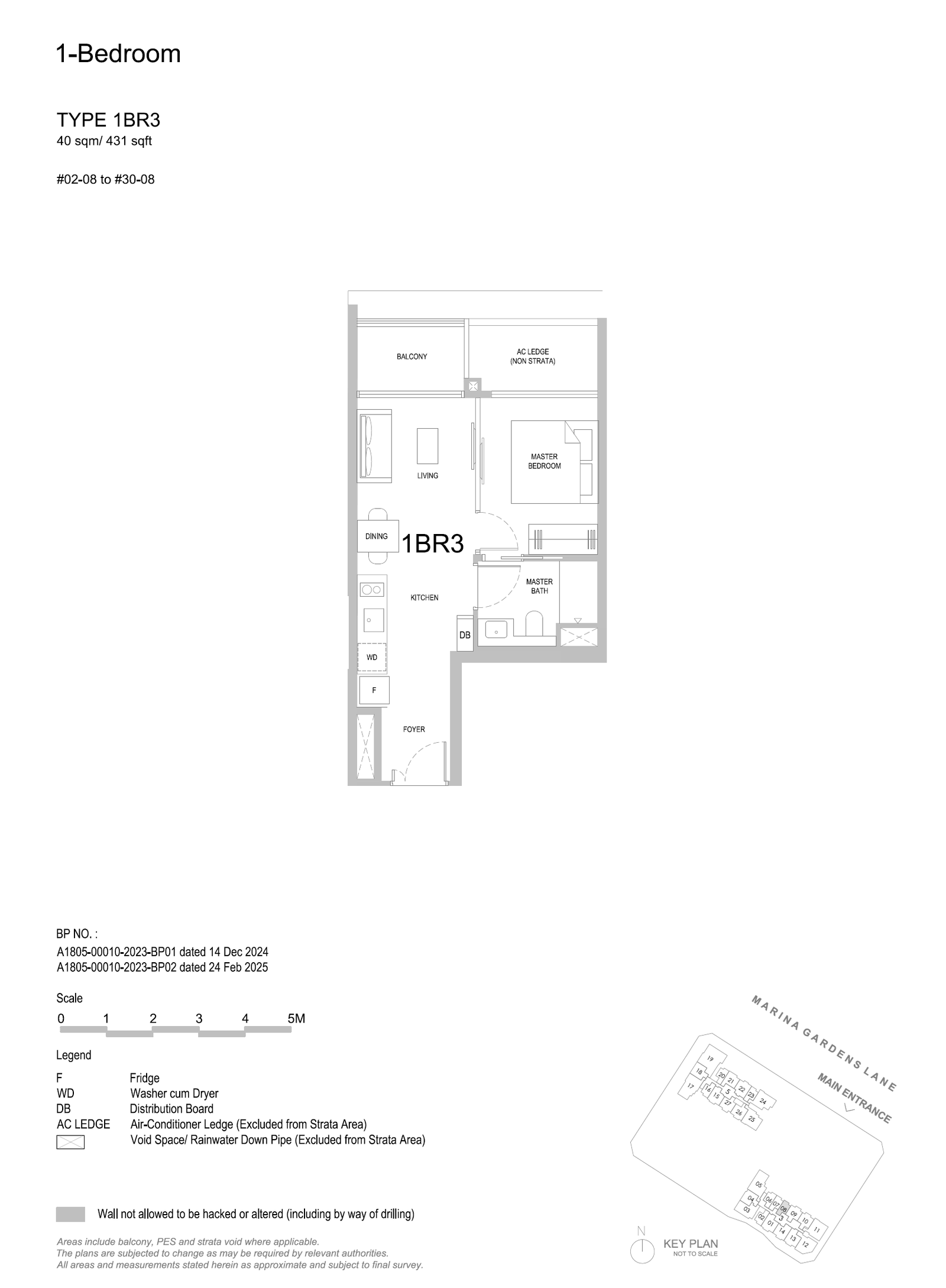 1BR3 floor plan