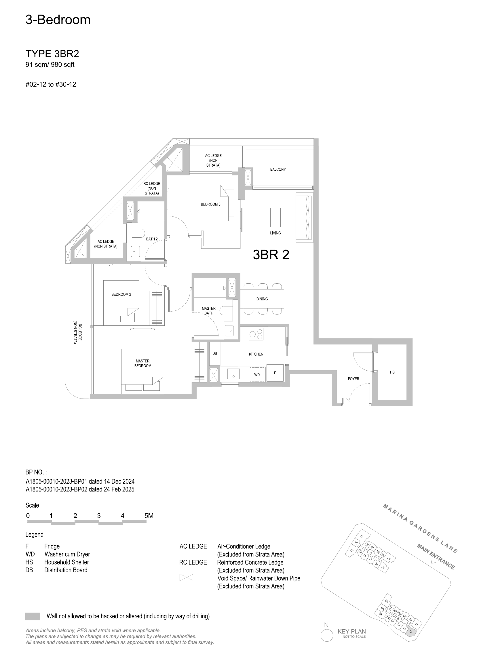 3BR2 floor plan
